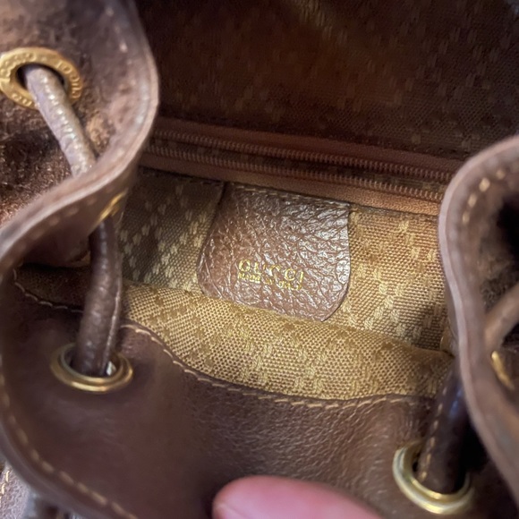 Cute Gucci backpack in brown leather and suede, with bamboo accents - Picture 8 of 16